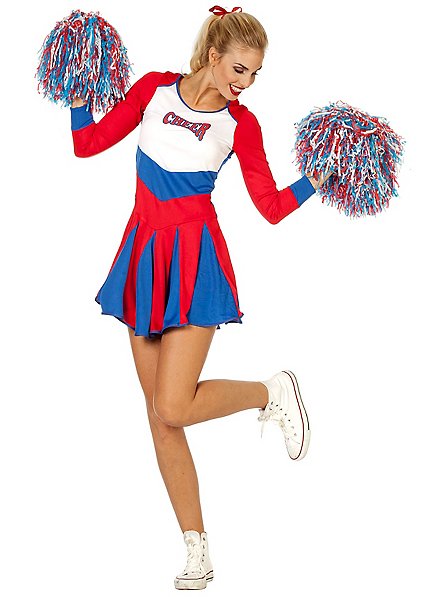 Cheerleaderin Kleid rot-blau