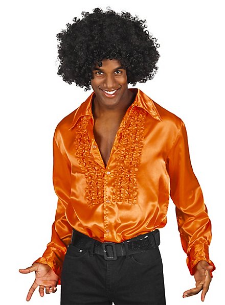 Chemise à ruchés orange de chanteur