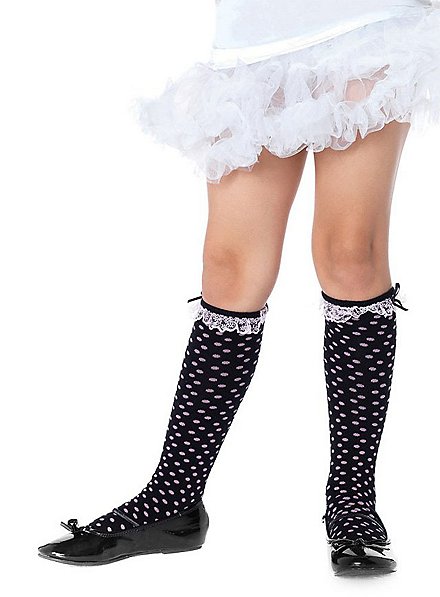 Children's stockings dotted black-pink