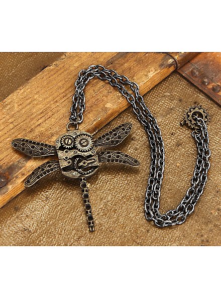 Ciondolo libellula steampunk con catena inclusa