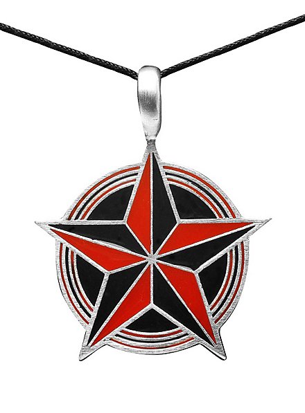 Collier étoile à cinq branches rouge et noir