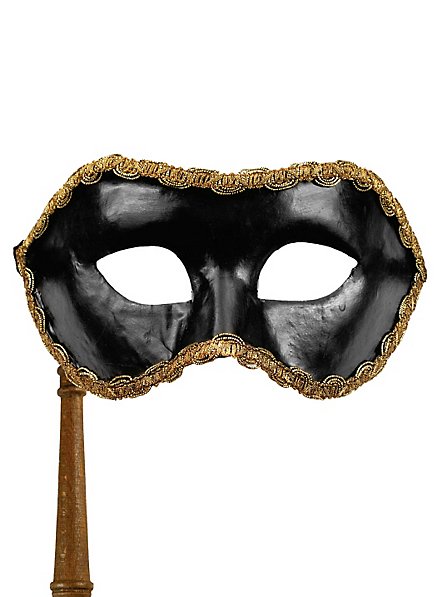 Colombina nero con bastone Venezianische Maske