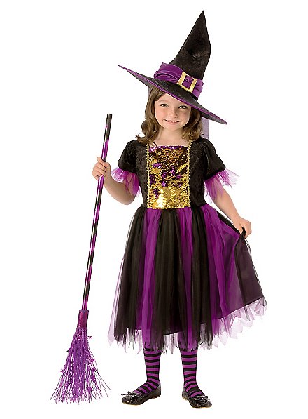 Color Magic witch costume for kids with reversible sequins
