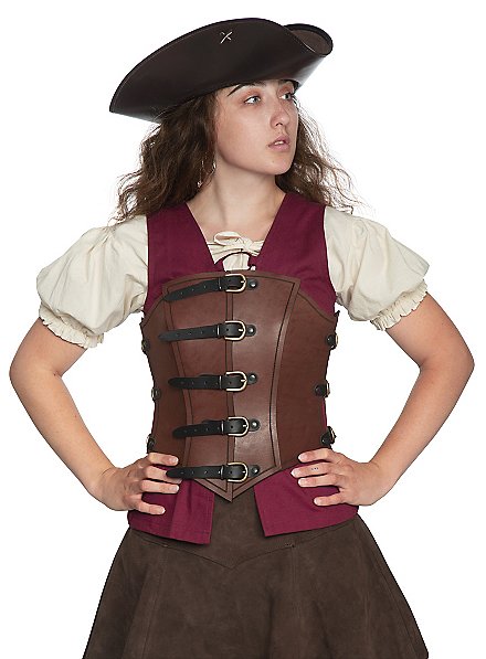 Ceinture Corset Pirate Femme - Similicuir Noir, Laçage Avant, Dos élastique - Style Gothique, Cosplay, Halloween