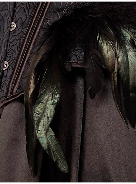 Costume Halloween Regina Corvo Gotico Donna Con Collare E Spallina In Piuma - Western Fashion