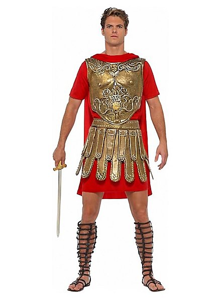 Smiffys Costume di soldato romano, deluxe, oro, cappa, tunica, corazza e gonna in lattice