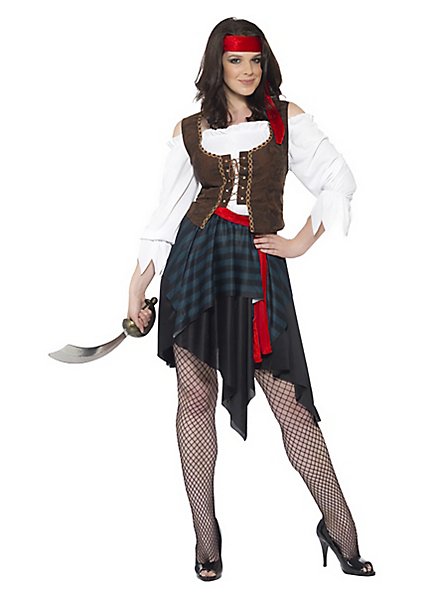 Abito Carnevale Sexy Costume Pirata Donna FYMNSI - Abito Mini Spalle Scoperte Maniche A Sbuffo Chiffon Per Feste Pirate Costume Woman