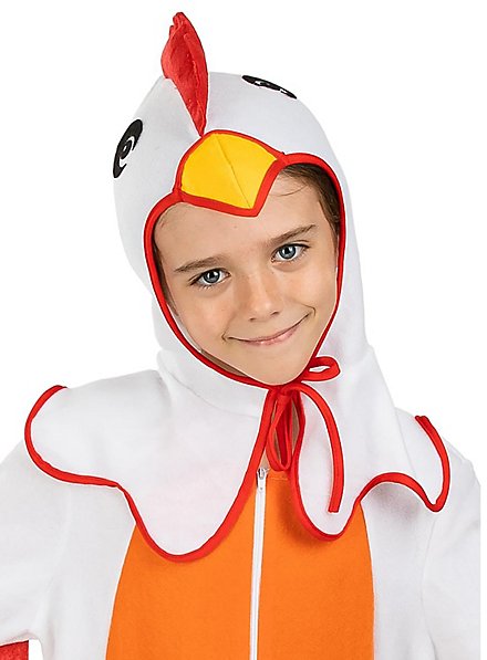 Costume Da Pollo Per Bambini – Tuta Intera Con Cappuccio A Testa Di Gallo – Travestimento Carnevale E Festa