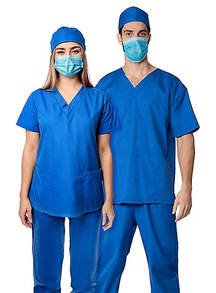 Costume De Chirurgien Homme Bleu Smiffy's Taille M à L (38-42) - Déguisement Complet Avec Masque Et Chapeau