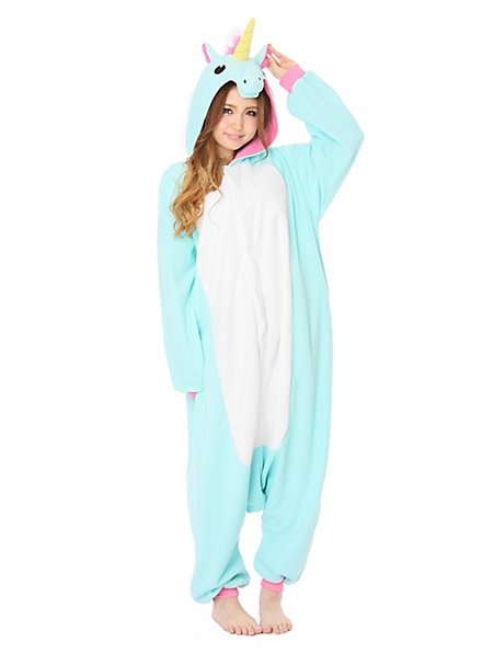 Costume unicorno kigurumi turchese