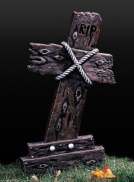 Croix tombale RIP aspect bois 