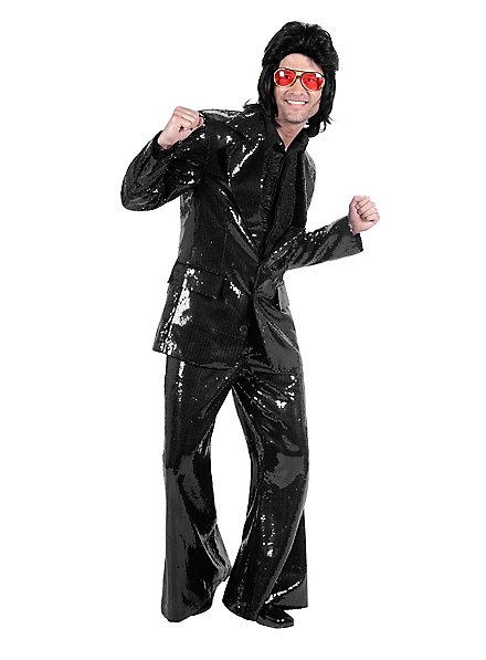 Crooner Sequined Suit black  Costume
