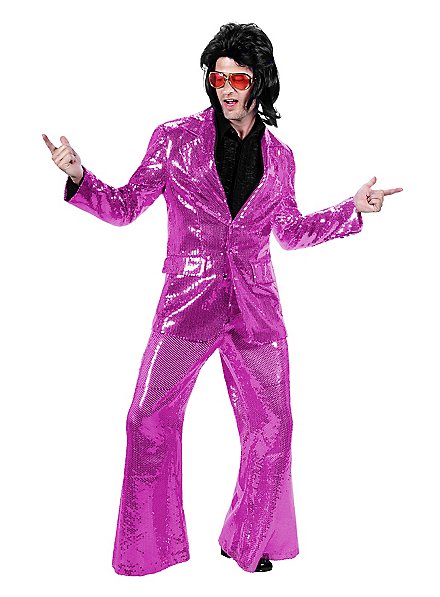 Crooner Sequined Suit pink Costume - maskworld.com