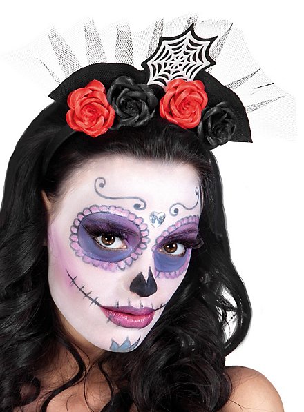 Day of the dead hairband with spider web
