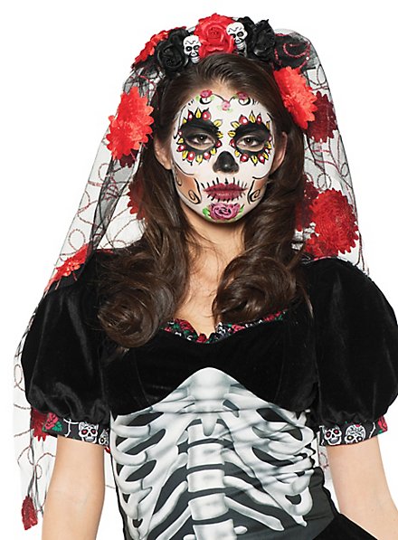 Day of the dead veil with roses