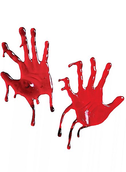 Decorazione per finestre con mani insanguinate