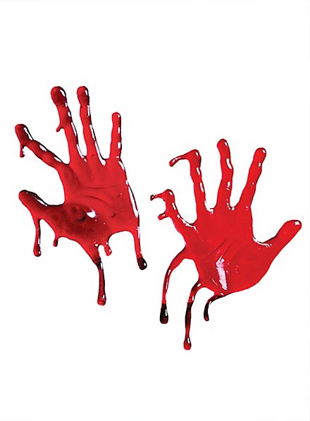 Decorazione per finestre con mani insanguinate