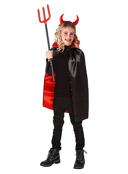 Costume Diable Enfant – Robe Rouge, Capuche à Cornes, Queue, Ceinture, Lunettes, 4 Tailles S à XL, Halloween, Cosplay