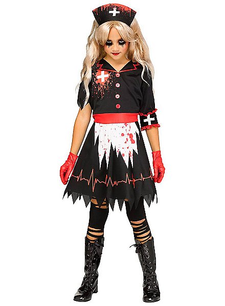 Costume Infirmière Zombie Halloween - Ensemble 9 Pièces - Robe, Chaussettes, Gants, Accessoires Sanglants - Taille Unique