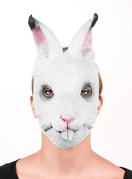 Demi-masque de lapin blanc en latex