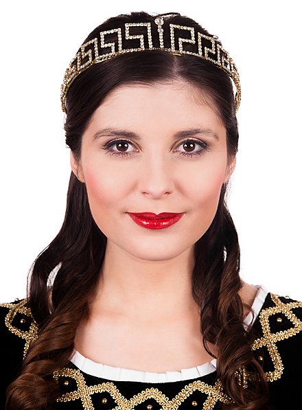 Diadema dorato con strass