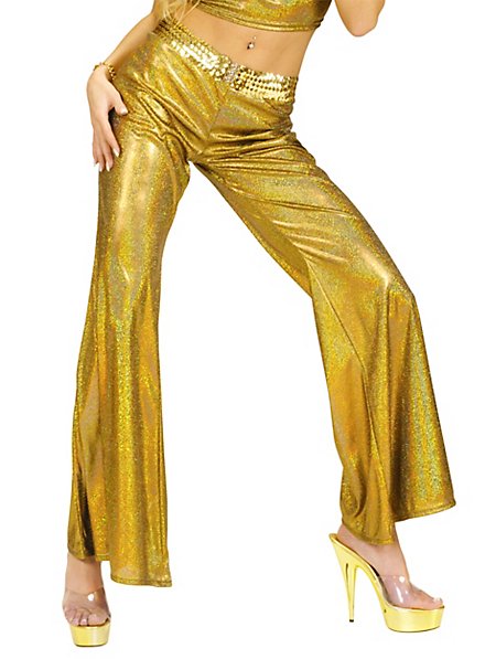 Disco Glitzer Damenhose gold