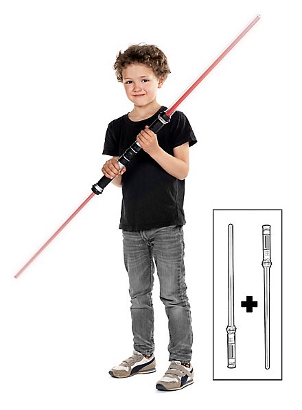 Double-bladed lightsaber with 7 LED colours (red, blue, green, yellow, purple, light blue, white) & sound effects