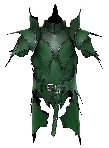Dunkelelf Lederrüstung mit Beintaschen grün