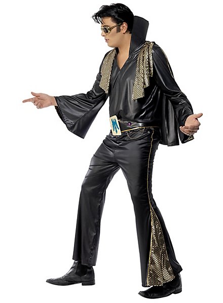 Smi Karneval Herren Kostüm Elvis schwarz gold Glamour Rockstar 