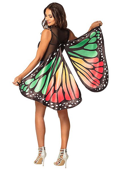 Fabric butterfly wings red green - maskworld.com