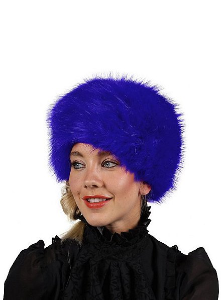 Fake fur hat blue