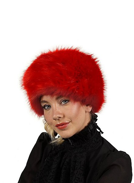 Fake fur hat red