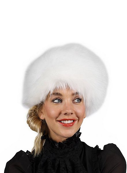 Fake fur hat white