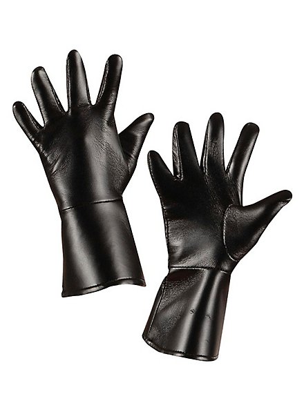 Faux leather gloves black for kids