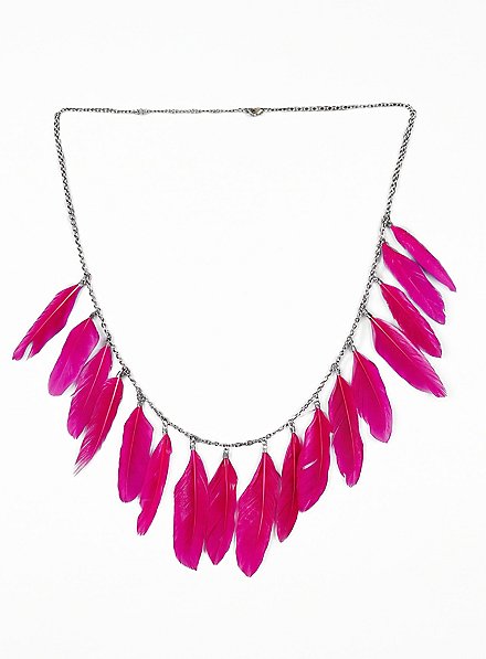 Feather necklace red