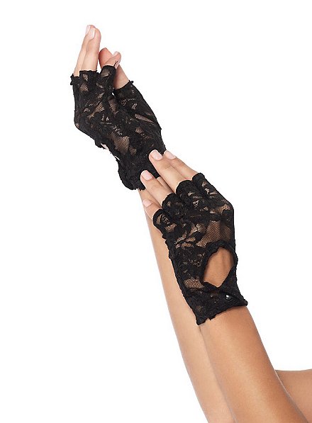 Fingerless lace gloves with keyhole