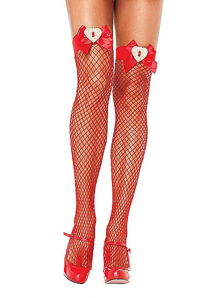 Fishnet Stockings With Bow Red Mask