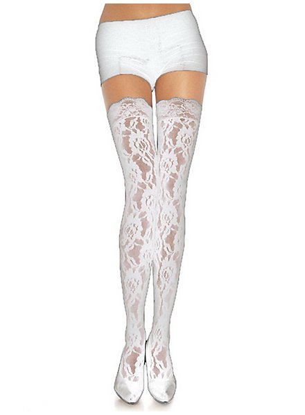 Floral patterned stockings white