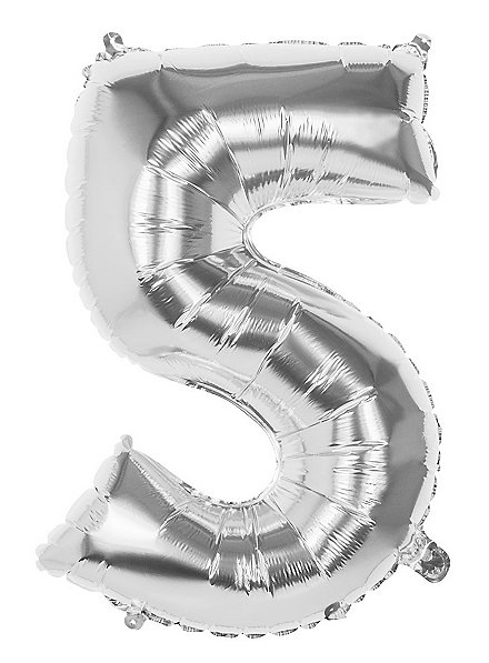 foil balloon number 5 silver 86 cm