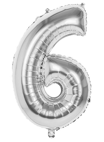 Foil balloon number 6 silver 86 cm