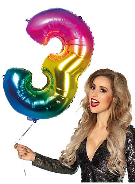 Riesiger Regenbogen-Folienballon Mit Zahl 3 – 101,6 Cm Für Geburtstagspartys & Feiern