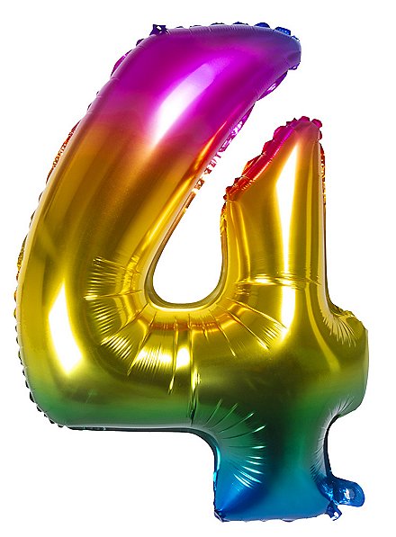 Folienballon Zahl 4 Regenbogen 86 cm