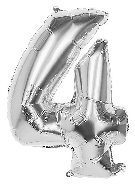 Folienballon Zahl 4 silber 86 cm