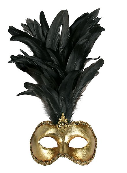 Galetto Colombina oro piume nere - Venetian Mask