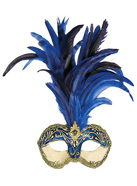 Galetto Colombina stucco craquele blu piume blu - Venezianische Maske