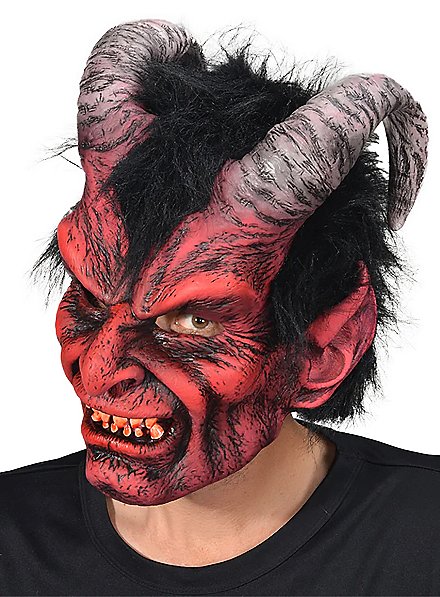 Amakando Latexmaske Luzifer/Rot – Teuflische Gruselmaske Für Halloween & Mittelalterfeste (Einheitsgröße Für Erwachsene)