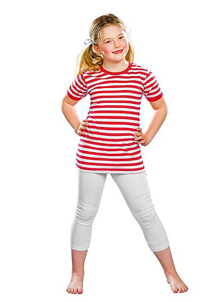 Gestreept Shirt Voor Kinderen Korte Mouw Rood-Wit