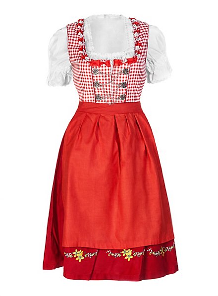 Gingham Dirndl with Lace red & white
