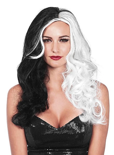 Glamour Pruik Zwart-Wit