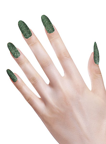 glitter fingernails green